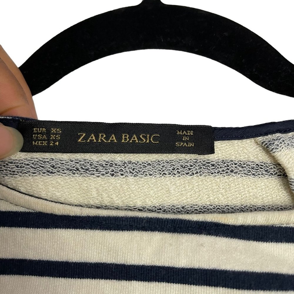 Zara Basic Women's 3/4 Sleeve Striped Navy Blue Mini Dress Size XS - Picture 8 of 11